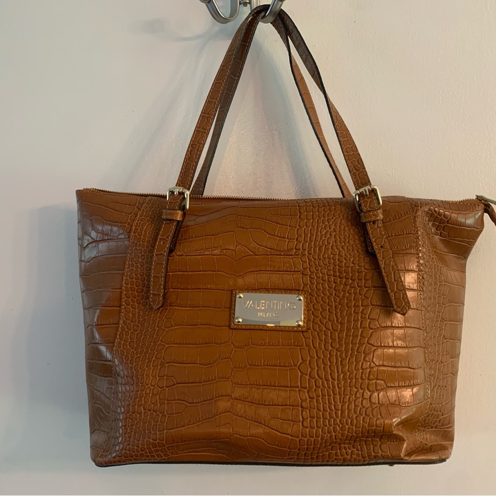 Mario Valentino - Valentino Milano- Brown Crocodile-Embossed Tote Bag